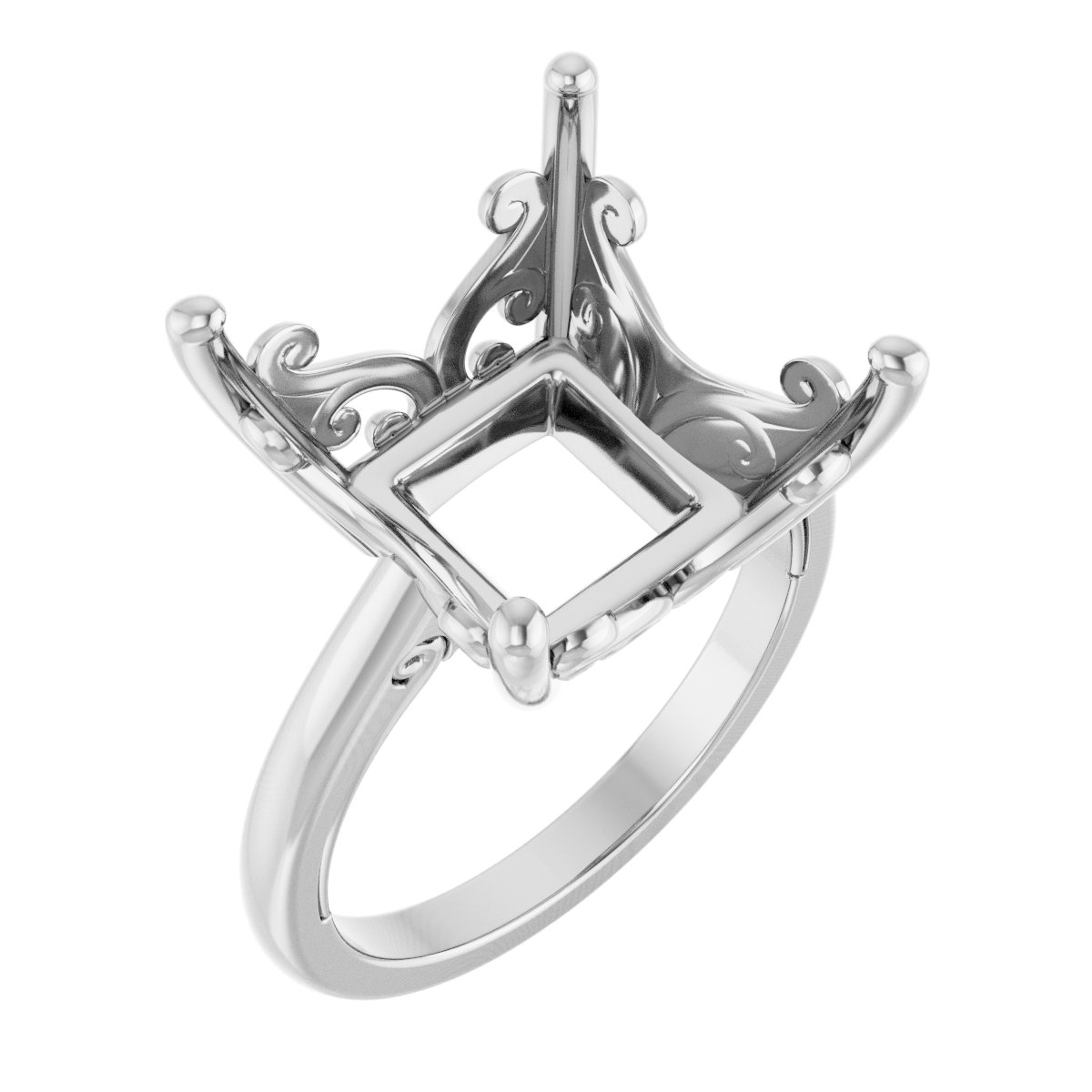 Solitaire Vintage-Inspired Scroll Engagement Ring