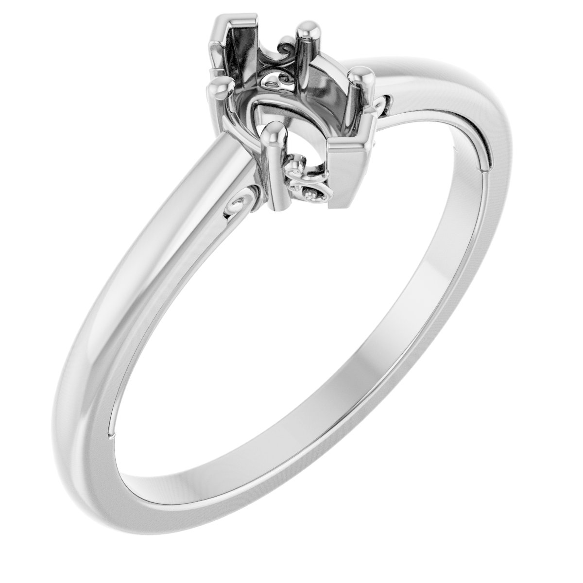 Solitaire Vintage-Inspired Scroll Engagement Ring