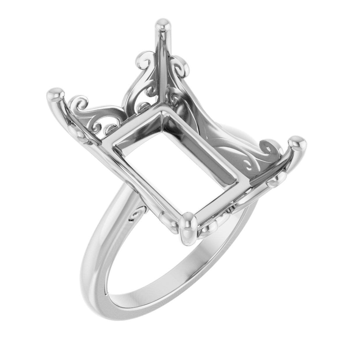 Solitaire Vintage-Inspired Scroll Engagement Ring