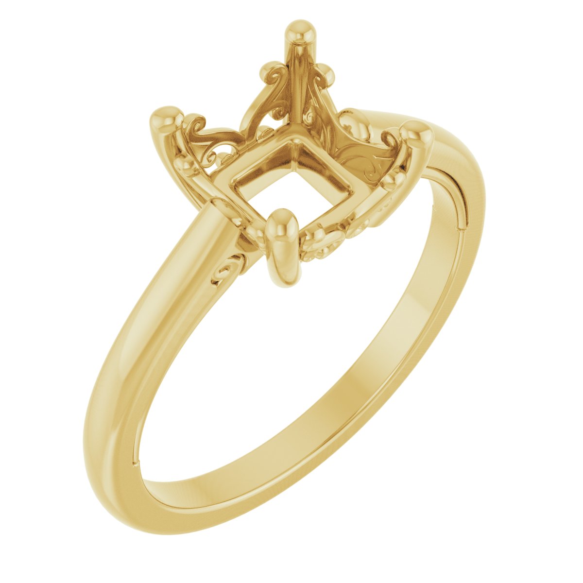 Solitaire Vintage-Inspired Scroll Engagement Ring