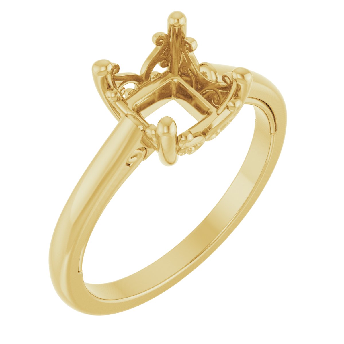 Solitaire Vintage-Inspired Scroll Engagement Ring