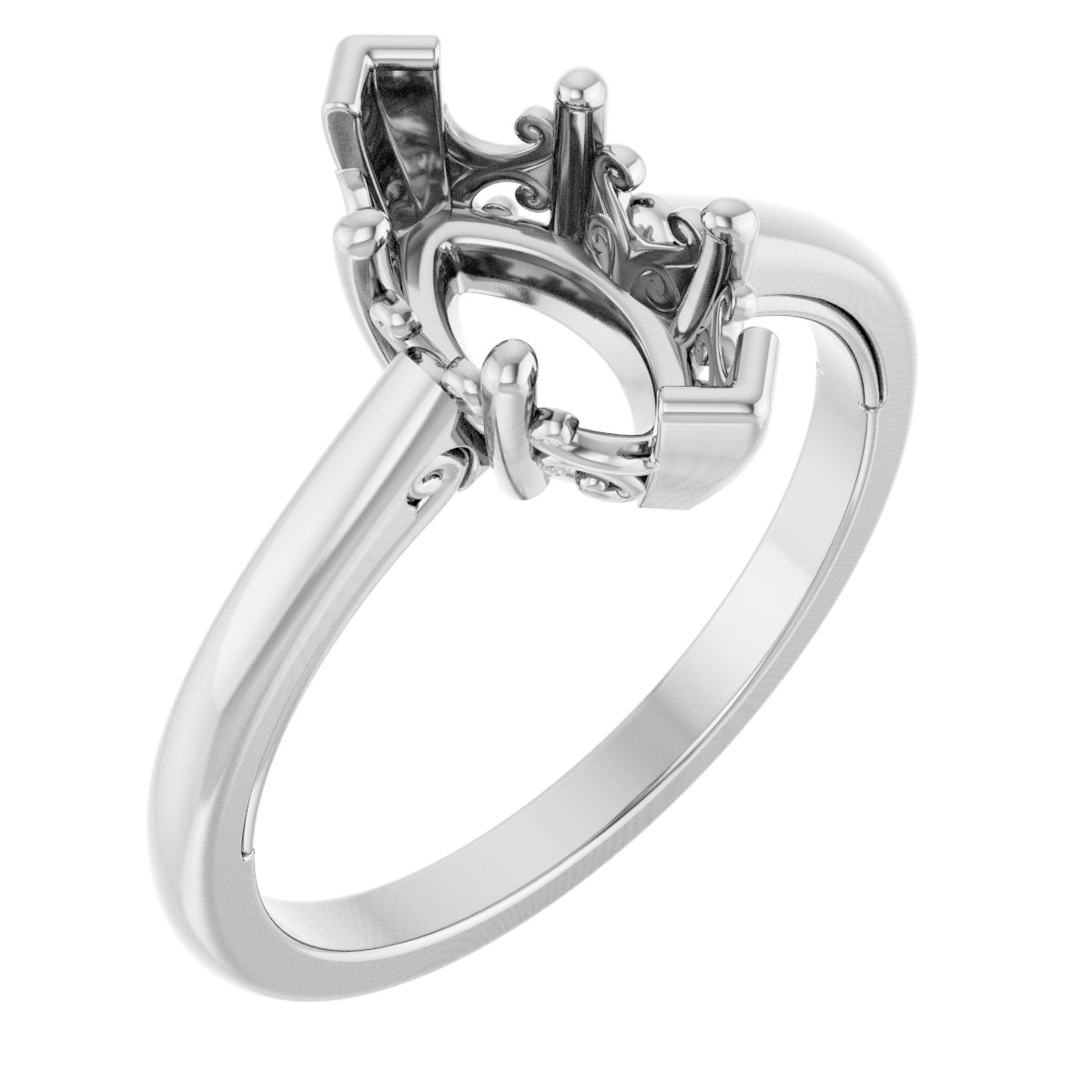 Solitaire Vintage-Inspired Scroll Engagement Ring