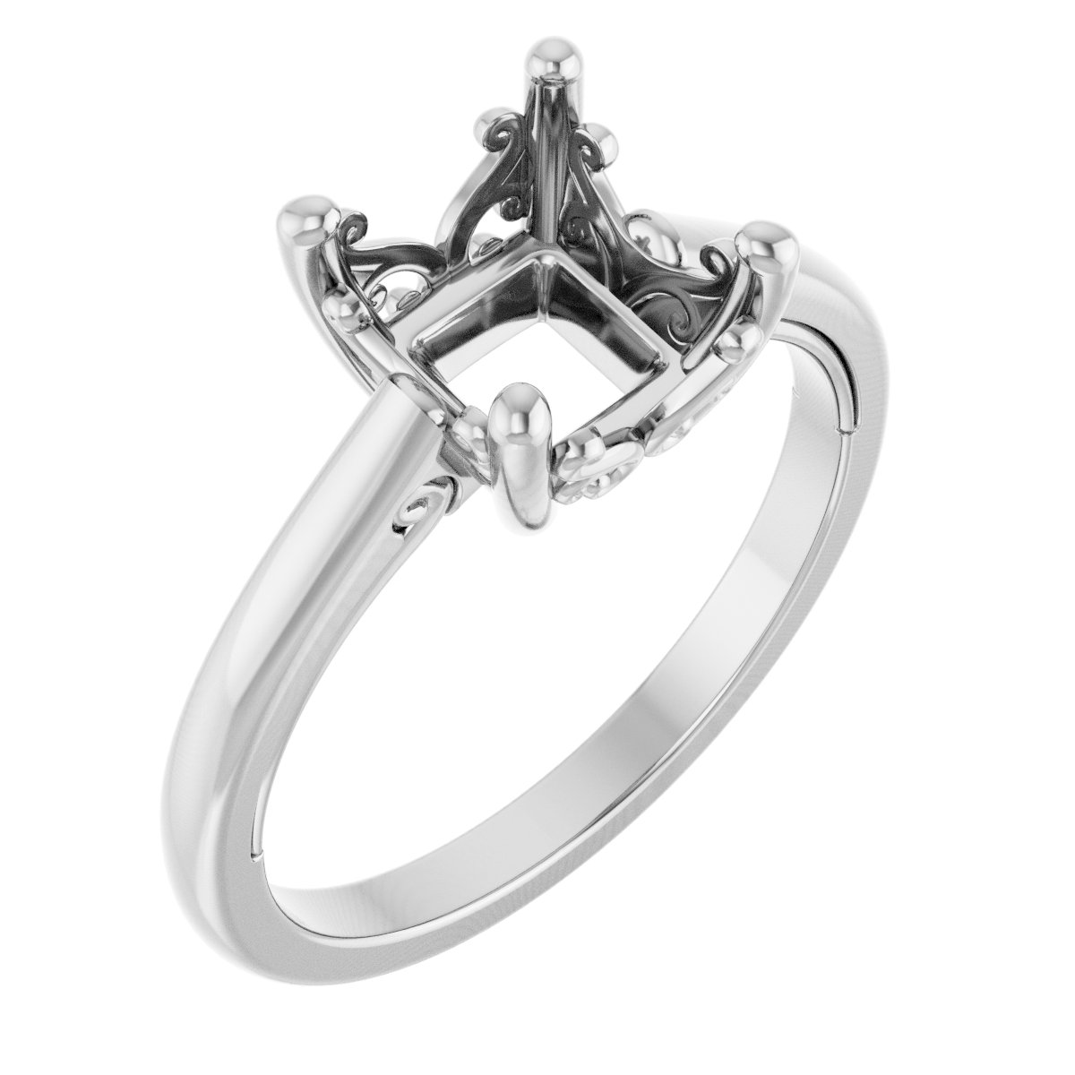 Solitaire Vintage-Inspired Scroll Engagement Ring