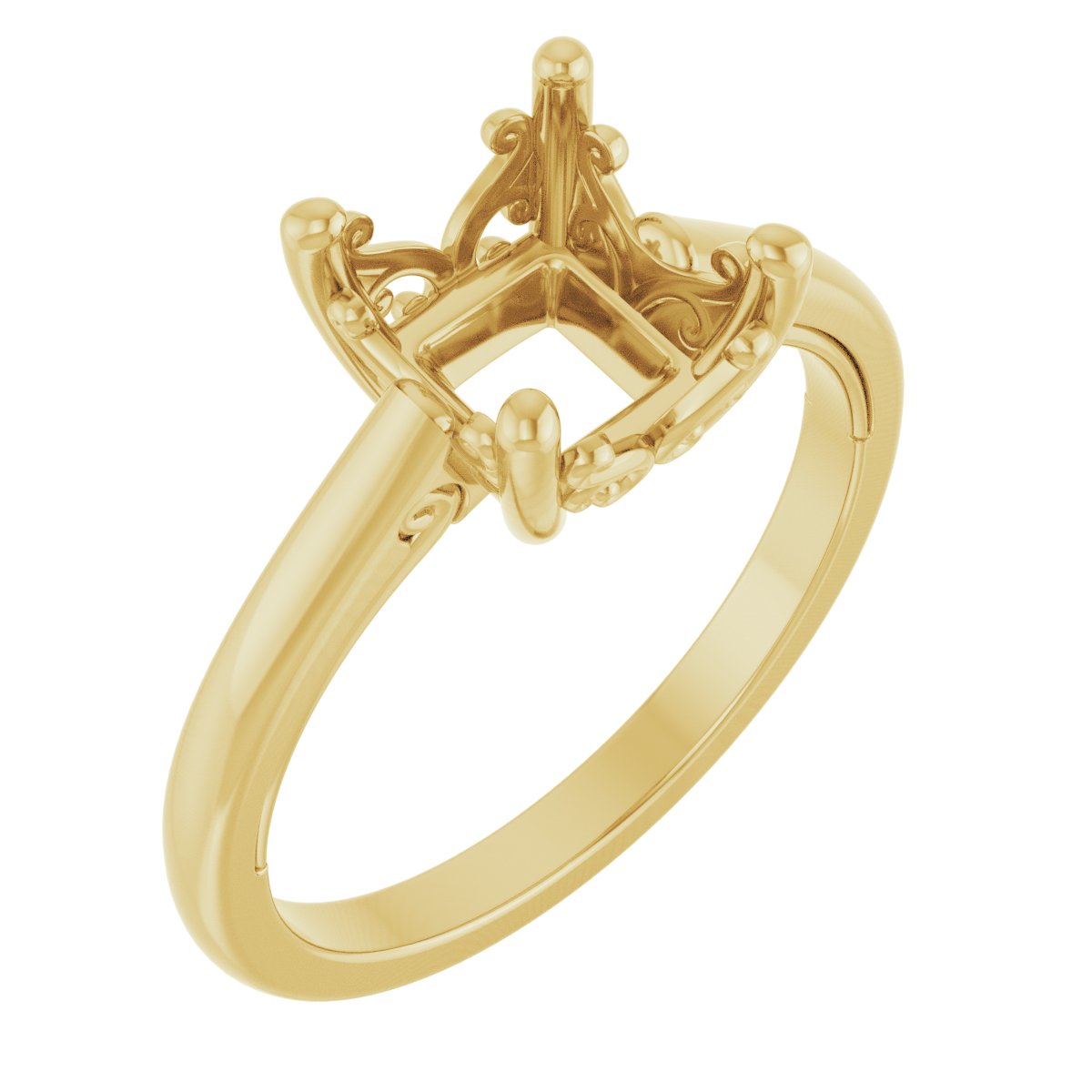 Solitaire Vintage-Inspired Scroll Engagement Ring