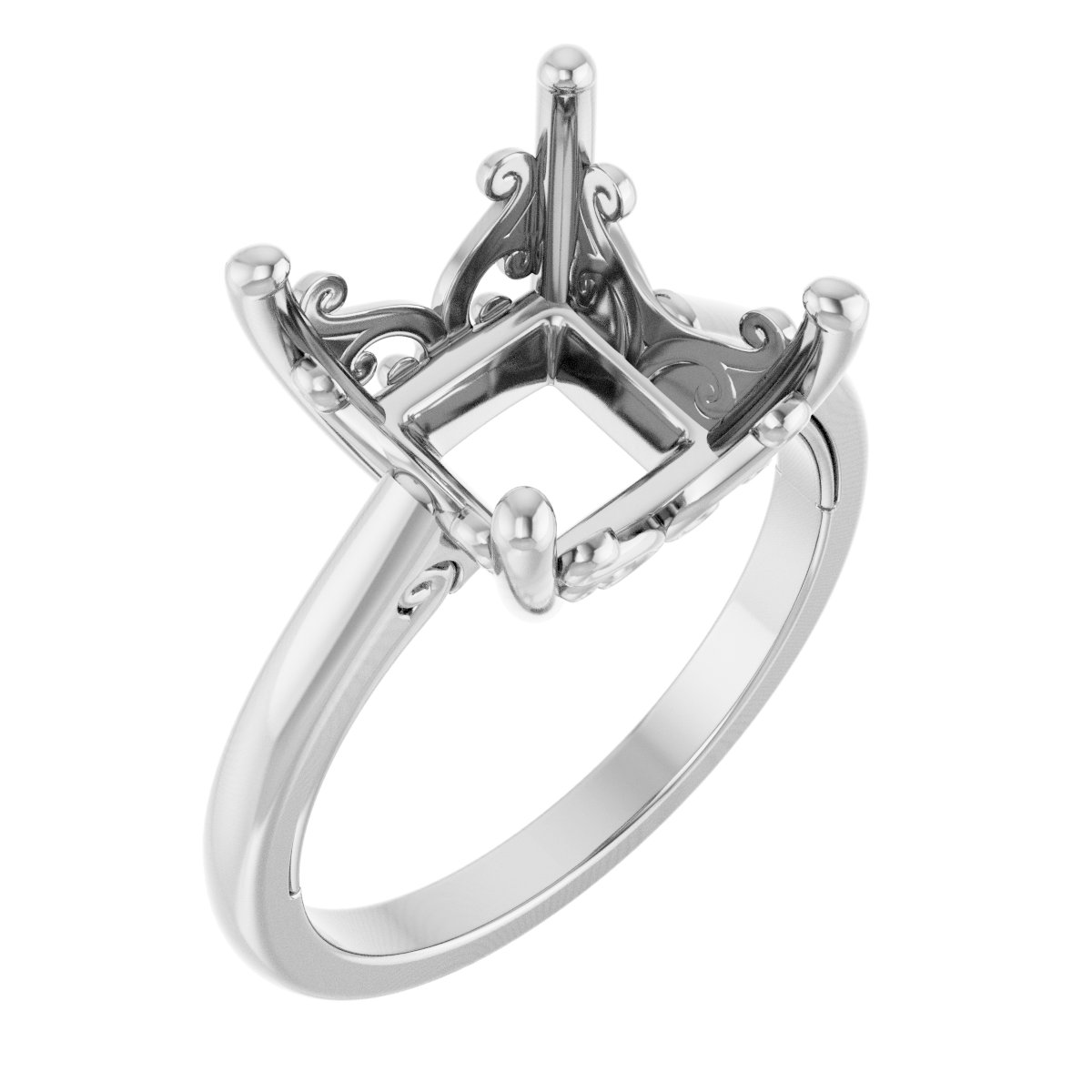 Solitaire Vintage-Inspired Scroll Engagement Ring