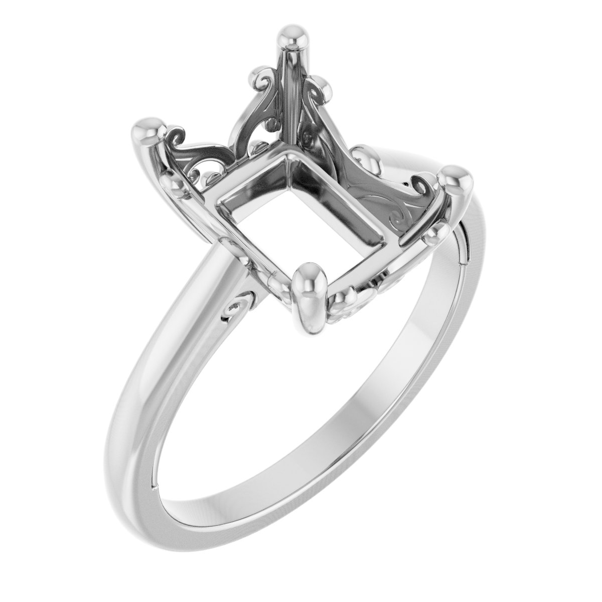 Solitaire Vintage-Inspired Scroll Engagement Ring