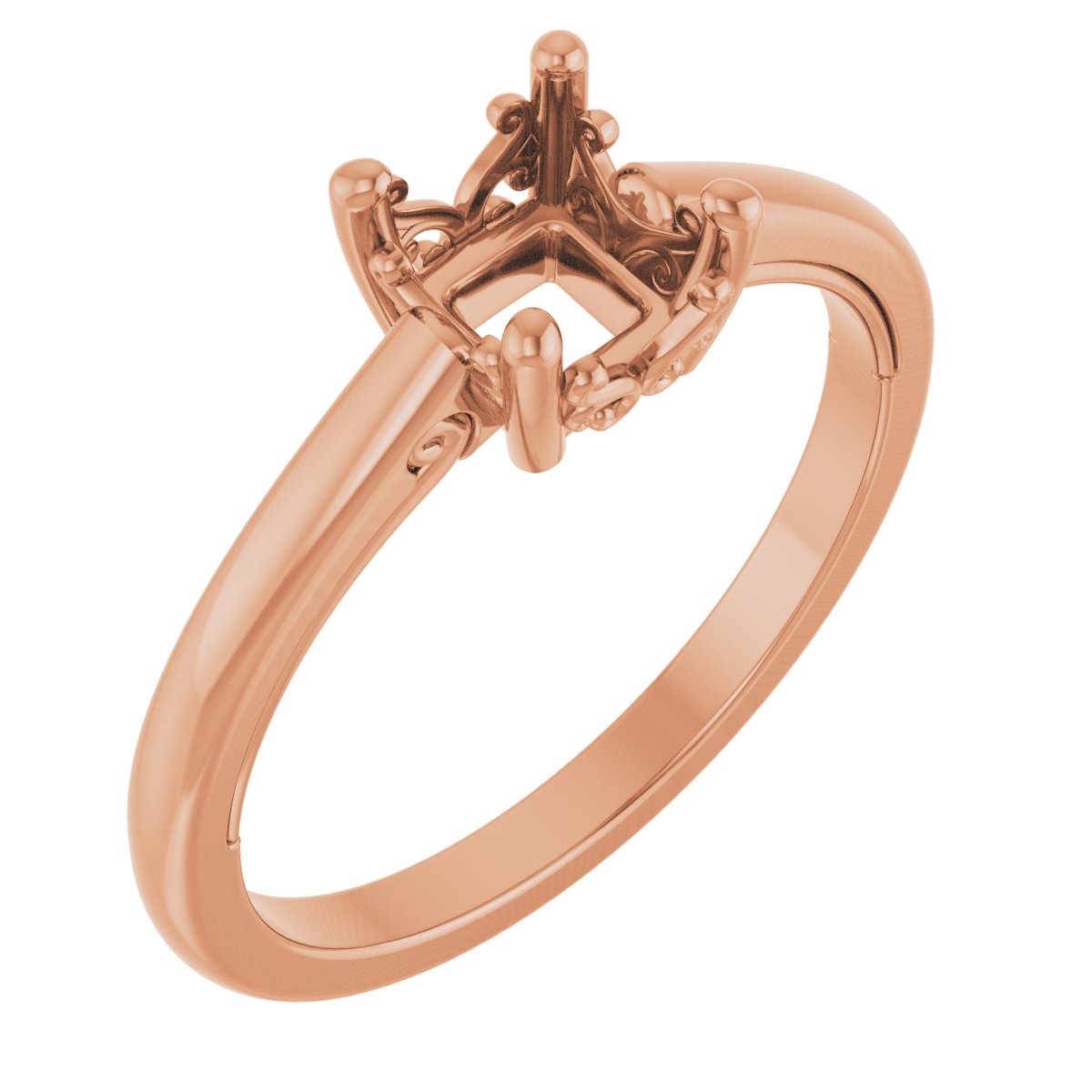 Solitaire Vintage-Inspired Scroll Engagement Ring