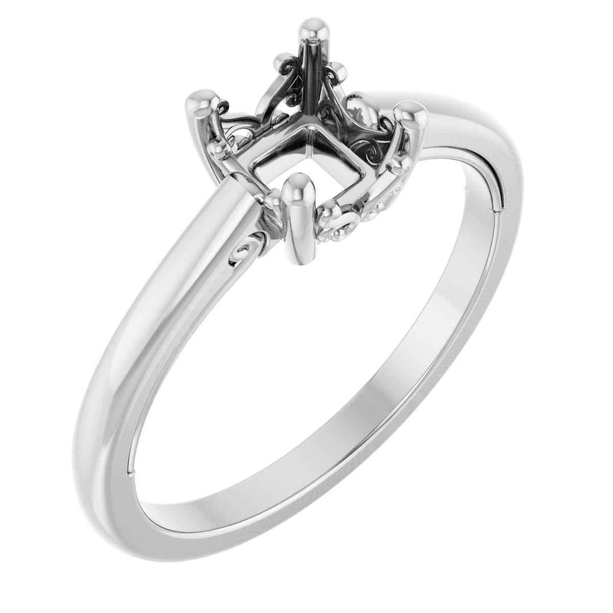 Solitaire Vintage-Inspired Scroll Engagement Ring