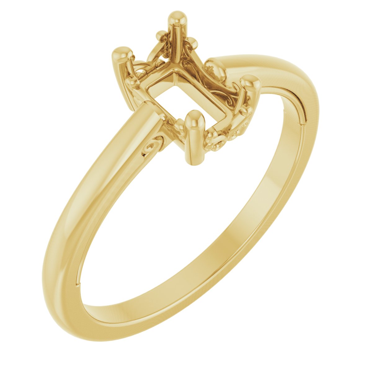 Solitaire Vintage-Inspired Scroll Engagement Ring