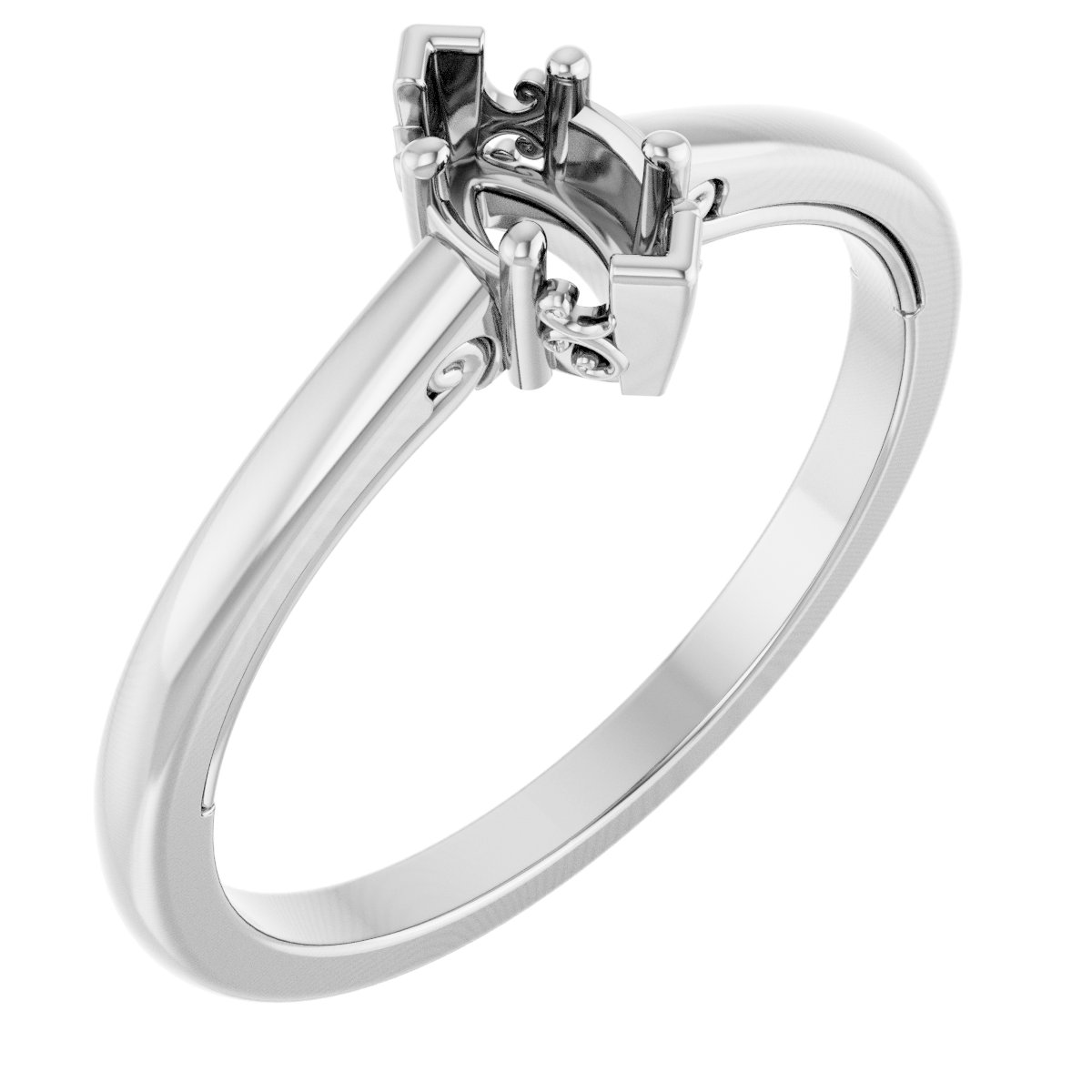 Solitaire Vintage-Inspired Scroll Engagement Ring