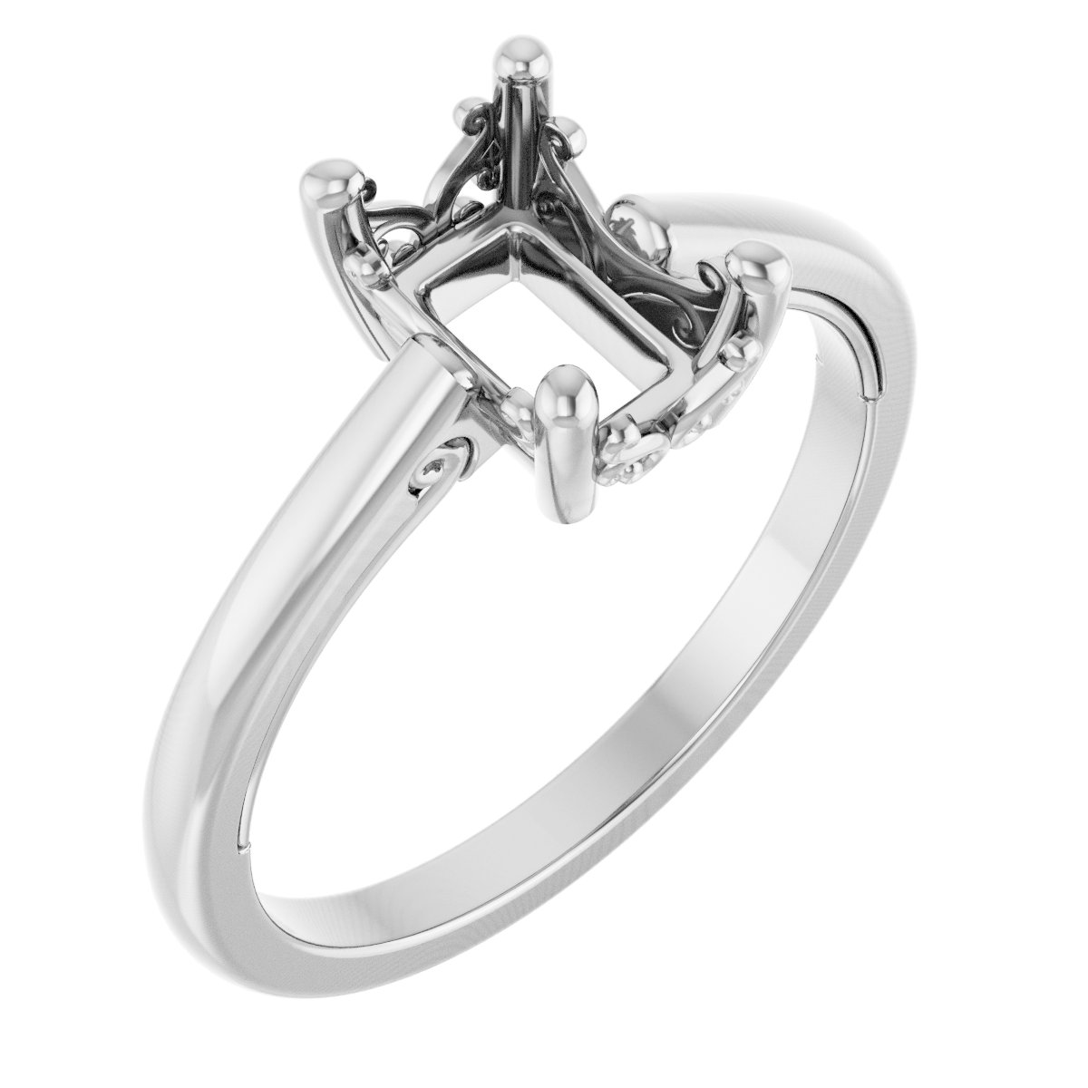 Solitaire Vintage-Inspired Scroll Engagement Ring