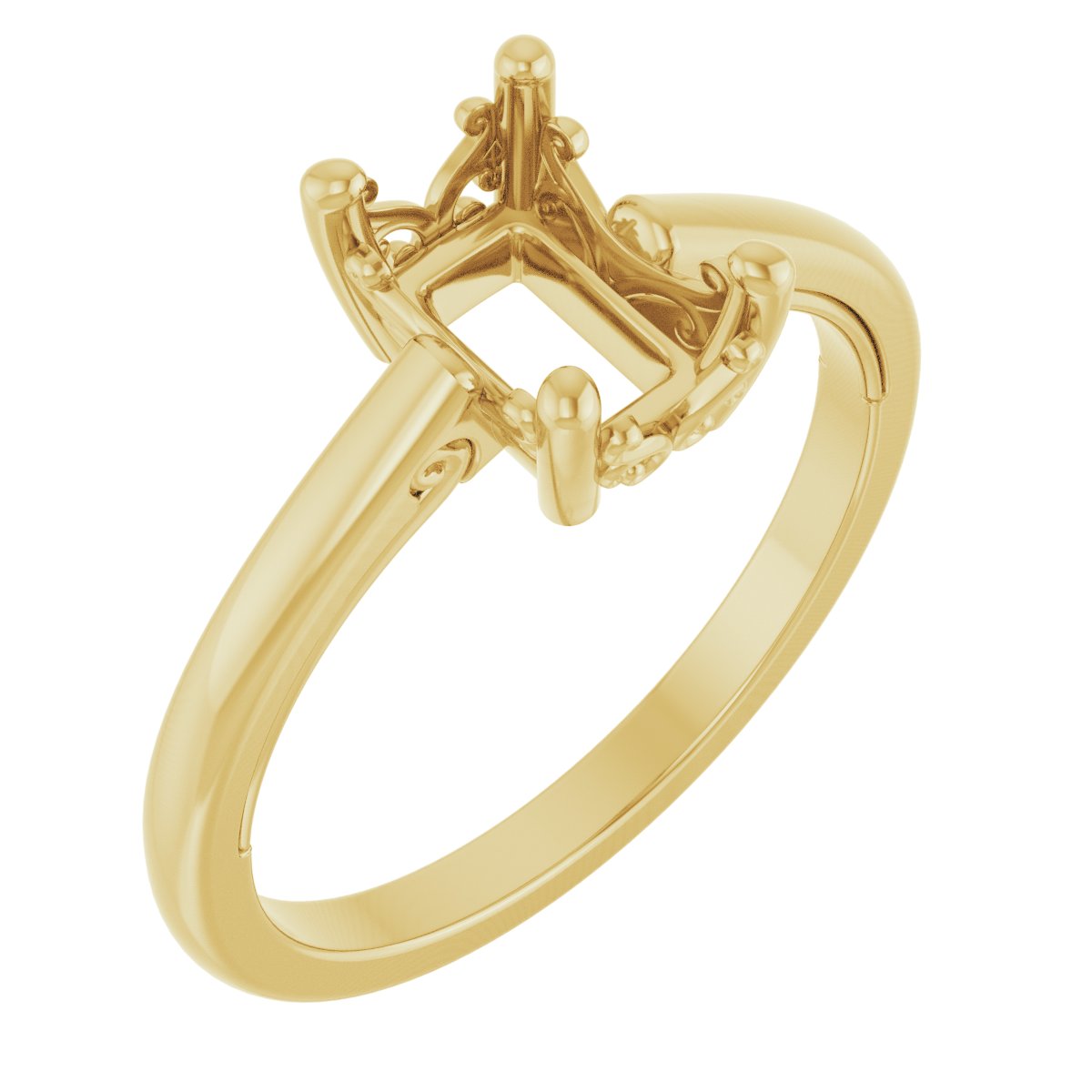 Solitaire Vintage-Inspired Scroll Engagement Ring