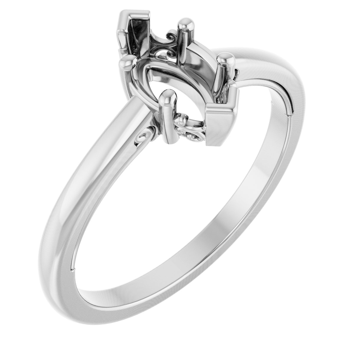 Solitaire Vintage-Inspired Scroll Engagement Ring