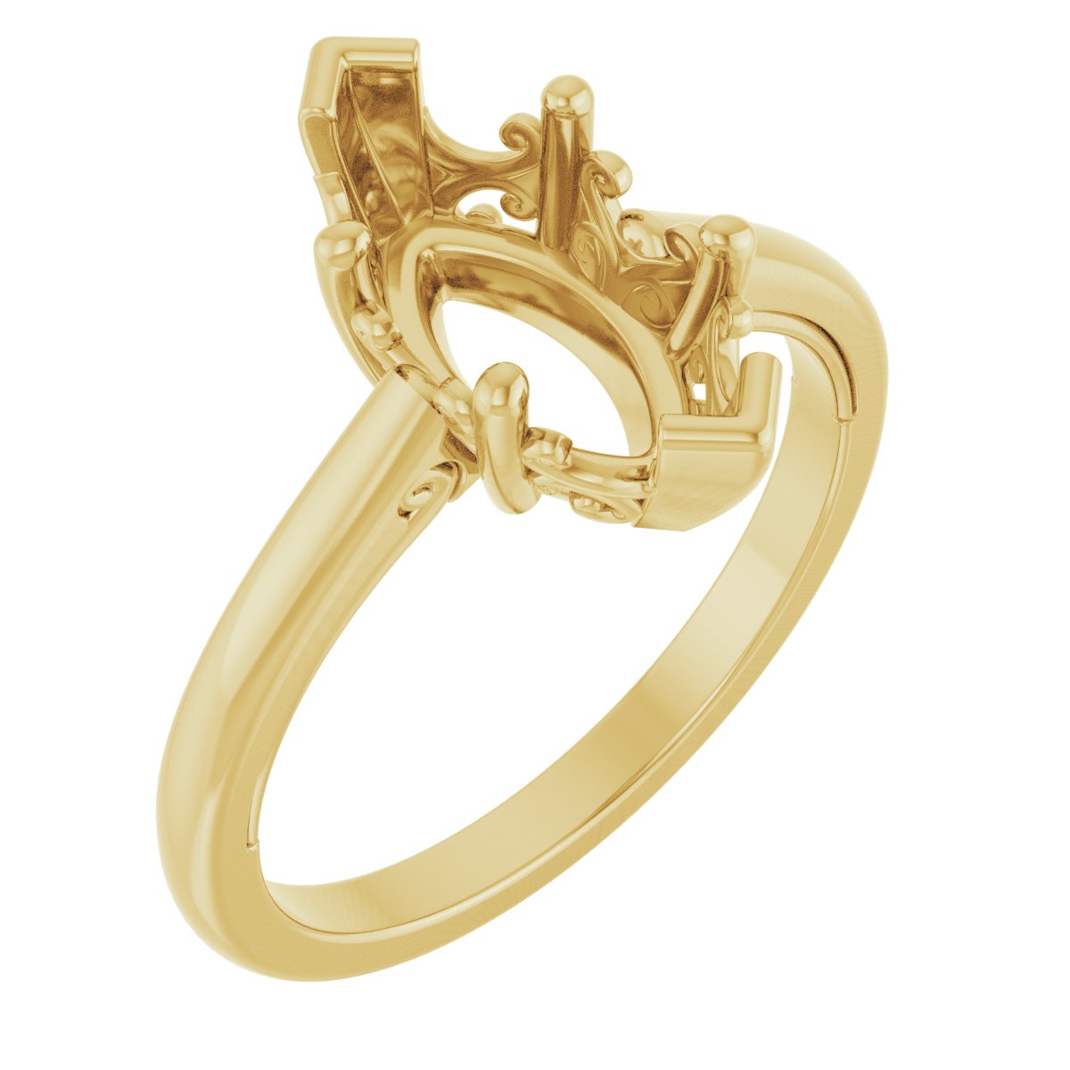 Solitaire Vintage-Inspired Scroll Engagement Ring