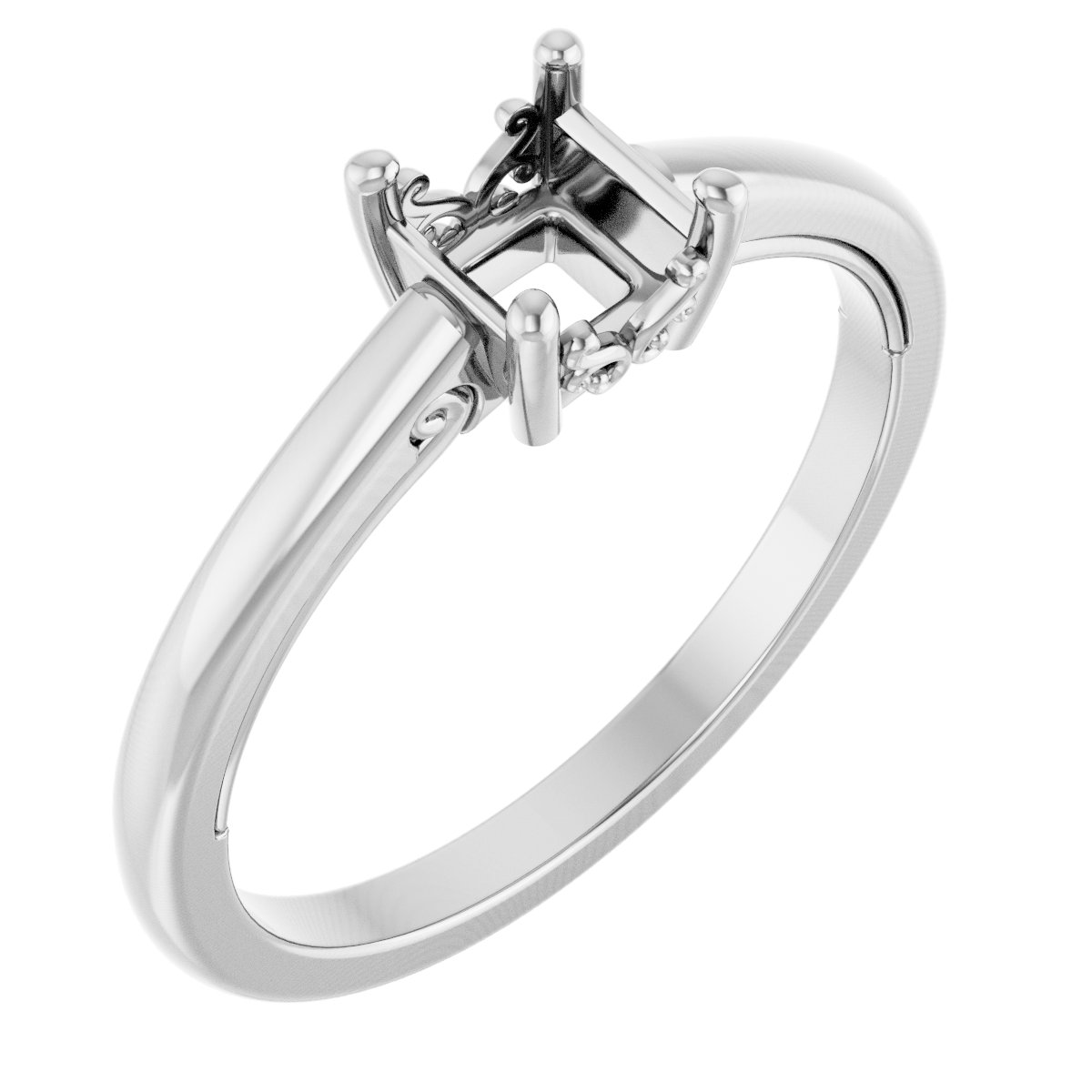 Solitaire Vintage-Inspired Scroll Engagement Ring