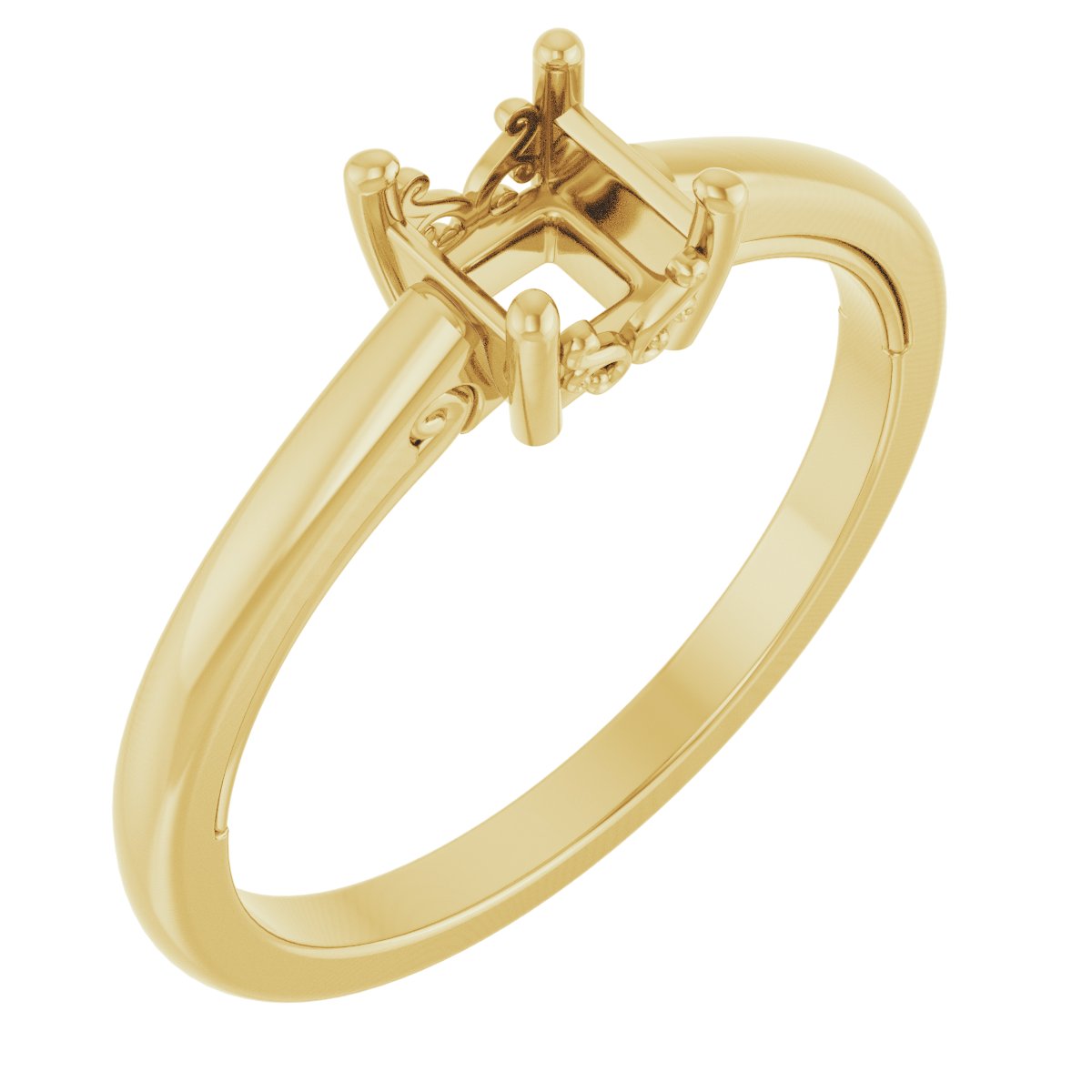 Solitaire Vintage-Inspired Scroll Engagement Ring