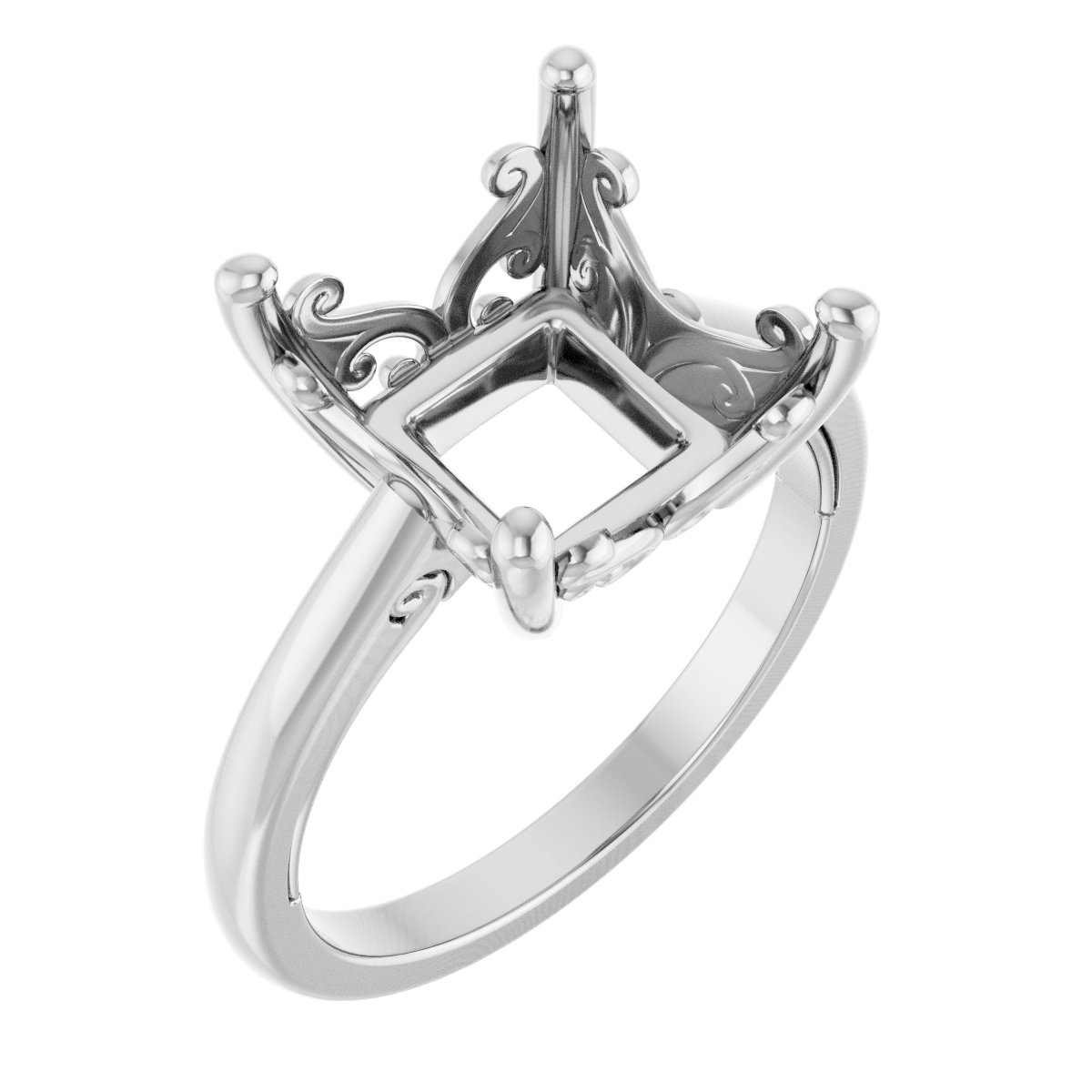 Solitaire Vintage-Inspired Scroll Engagement Ring