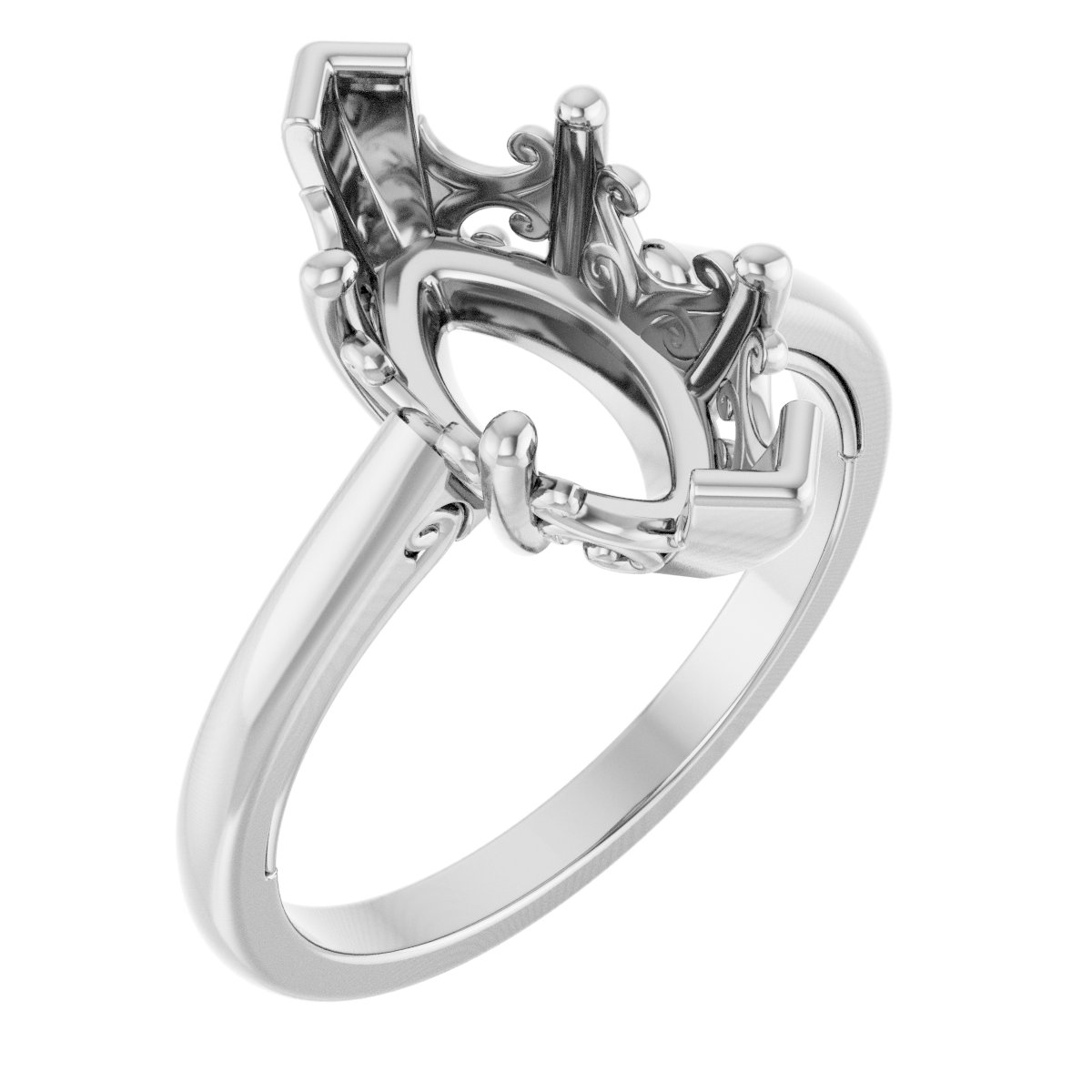 Solitaire Vintage-Inspired Scroll Engagement Ring