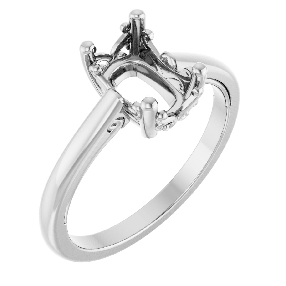 Solitaire Vintage-Inspired Scroll Engagement Ring