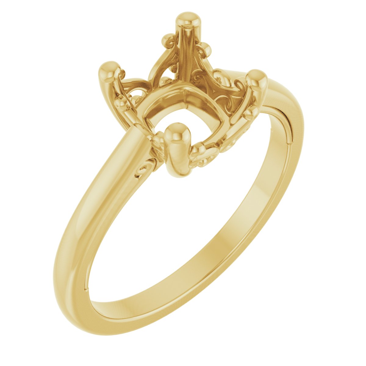 Solitaire Vintage-Inspired Scroll Engagement Ring