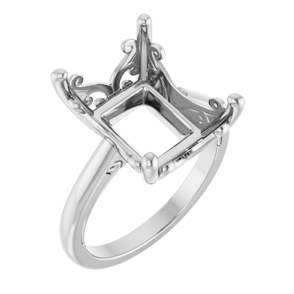 Solitaire Vintage-Inspired Scroll Engagement Ring