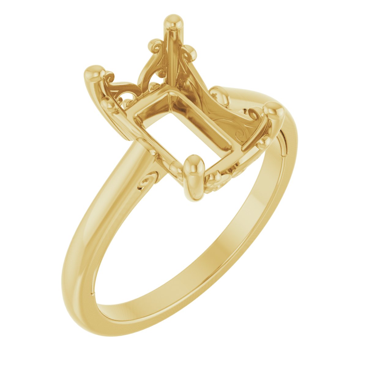 Solitaire Vintage-Inspired Scroll Engagement Ring