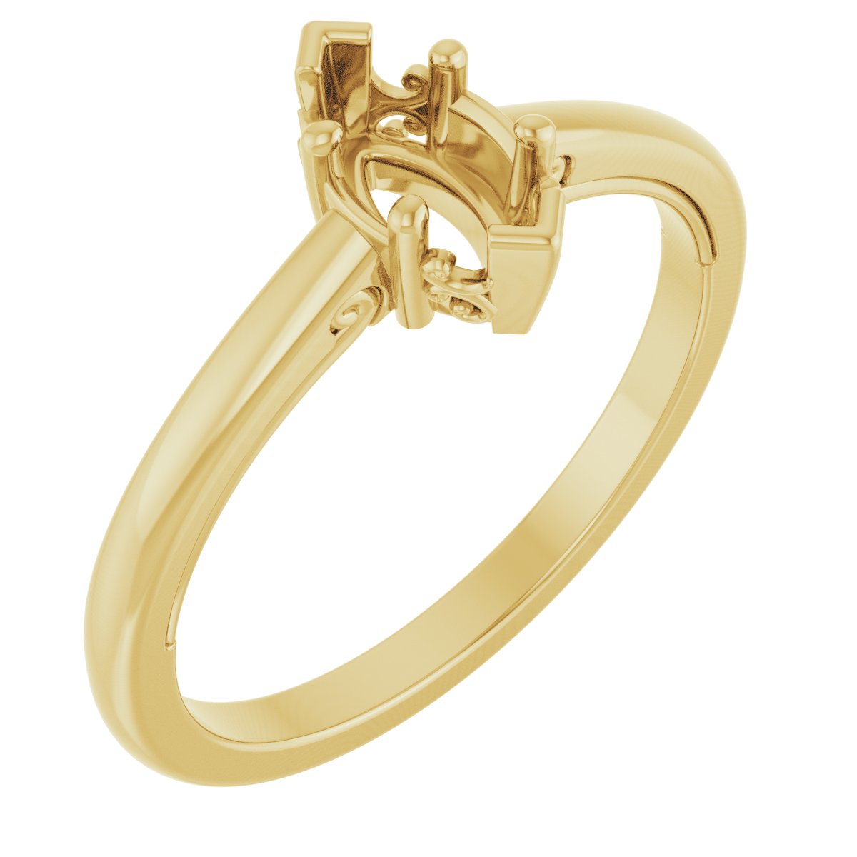 Solitaire Vintage-Inspired Scroll Engagement Ring