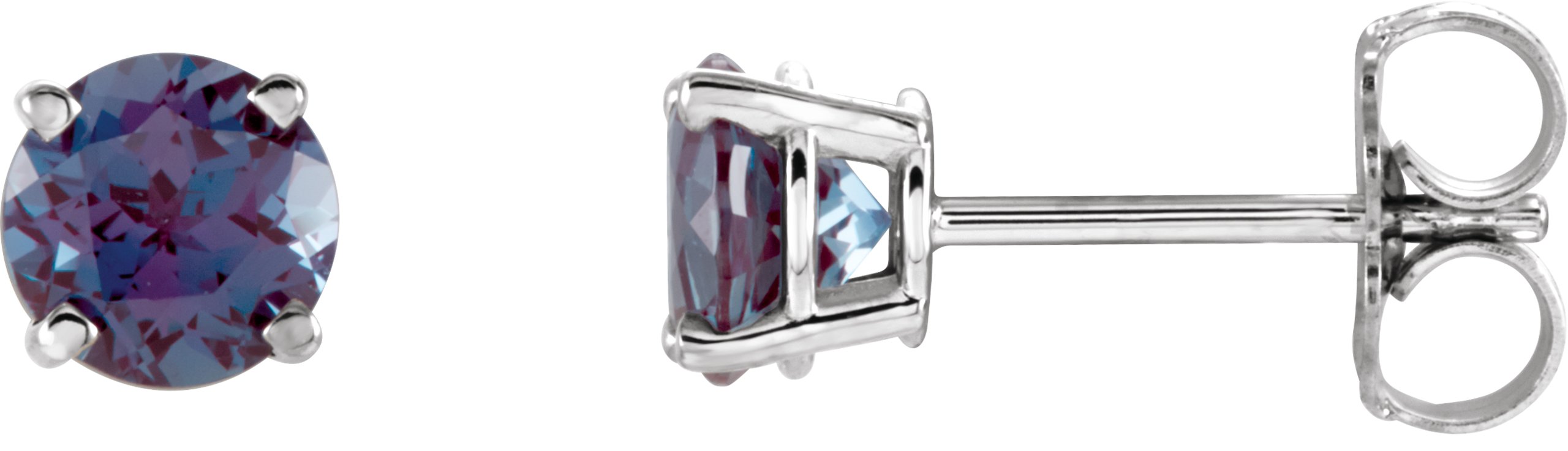 14K White 5 mm Lab-Grown Alexandrite Stud Earrings