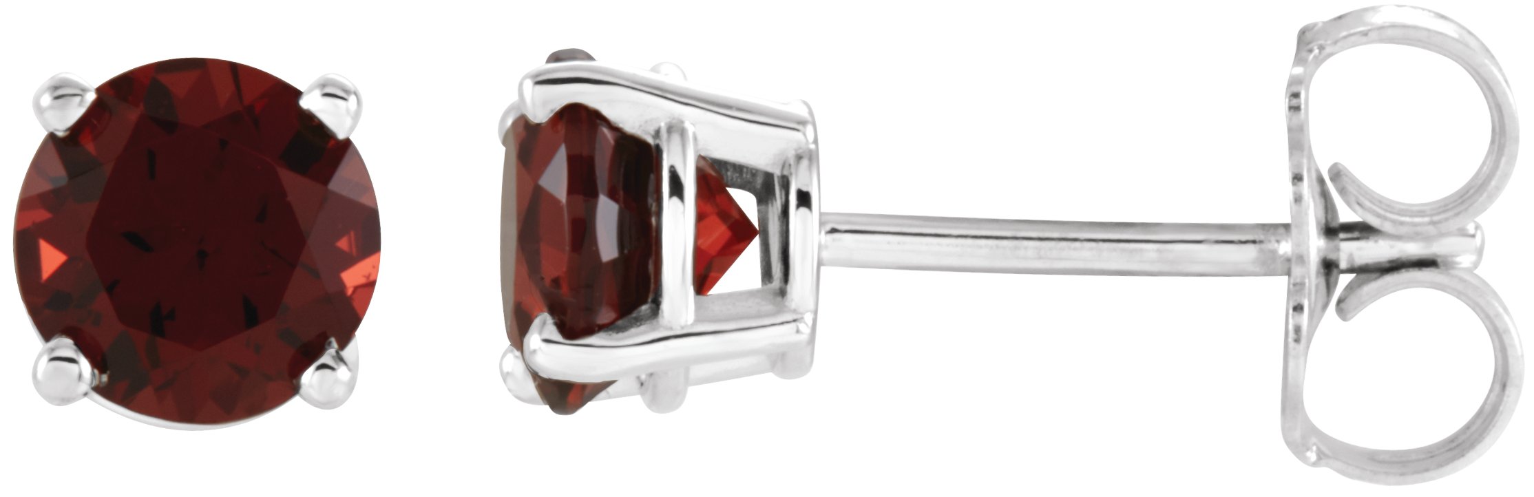 14K White 5 mm Natural Mozambique Garnet Stud Earrings