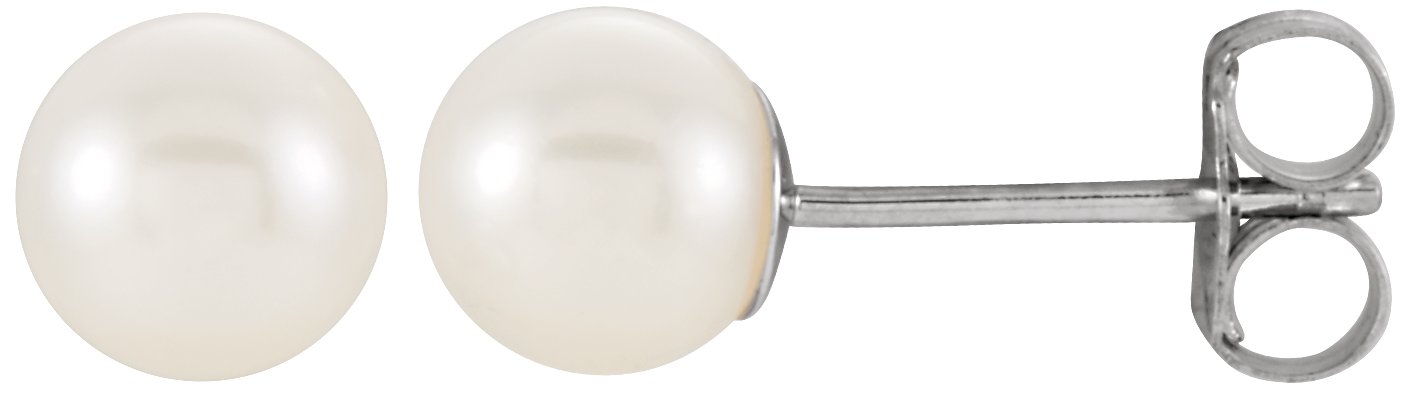 14K White 5 5.5 mm Freshwater Cultured Pearl Earrings Ref. 9414069