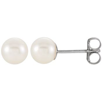 14K White 5 5.5 mm Freshwater Cultured Pearl Earrings Ref. 9414069