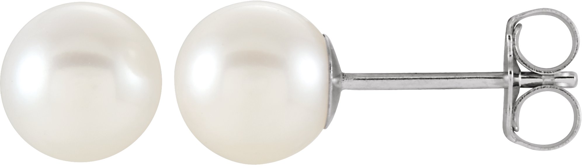 14K White 6 6.5 mm Freshwater Cultured Pearl Earrings Ref. 9414965