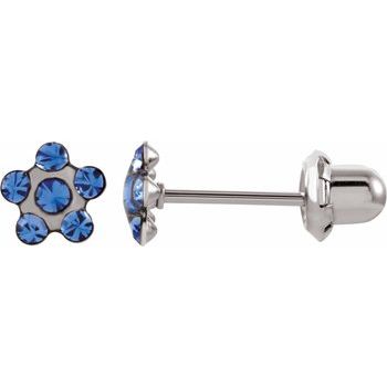 Stainless Steel Imitation Blue Crystal Piercing Earrings Ref 854048