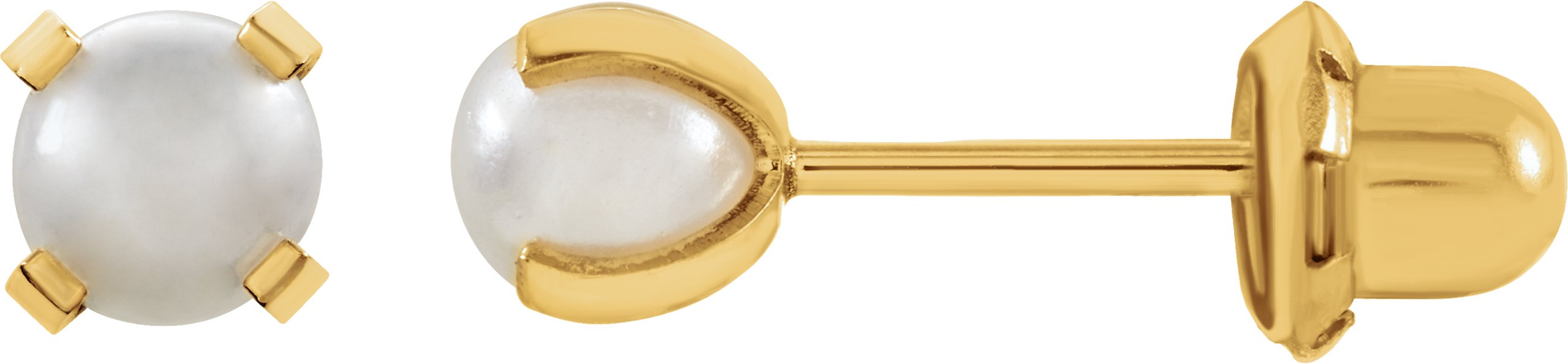 14K Yellow Imitation Pearl Piercing Earrings Ref. 1845153