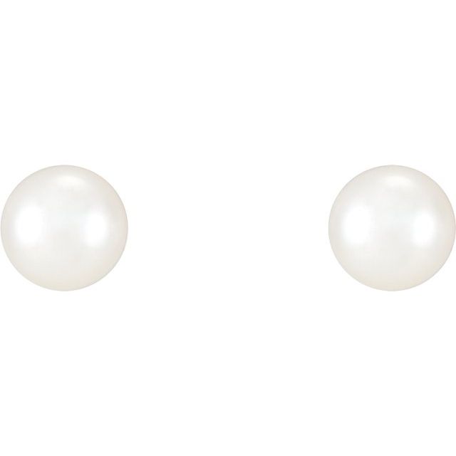 Sterling Silver 4-4.5 mm Cultured White Freshwater Pearl Earrings