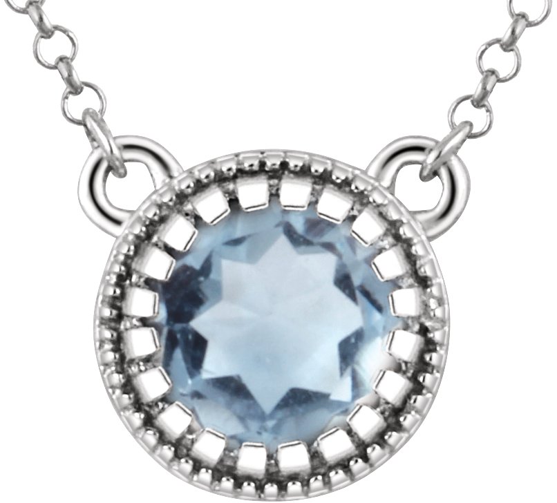 14K White Aquamarine inchMarch inch 18 inch Birthstone Necklace Ref 9904974