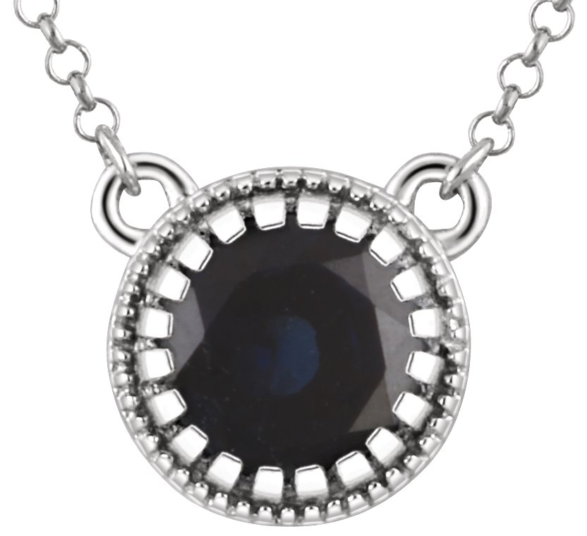 14K White Blue Sapphire inchSeptember inch 18 inch Birthstone Necklace Ref 9914056