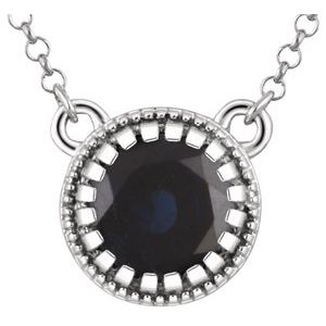 14K White Natural Blue Sapphire "September" 18" Birthstone Necklace