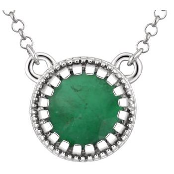 14K White Emerald inchMay inch 18 inch Birthstone Necklace Ref 9905018