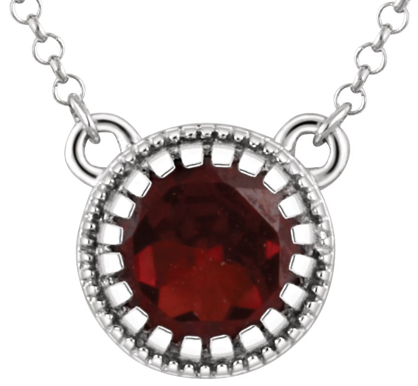 14K White Garnet "January" 18" Birthstone Necklace