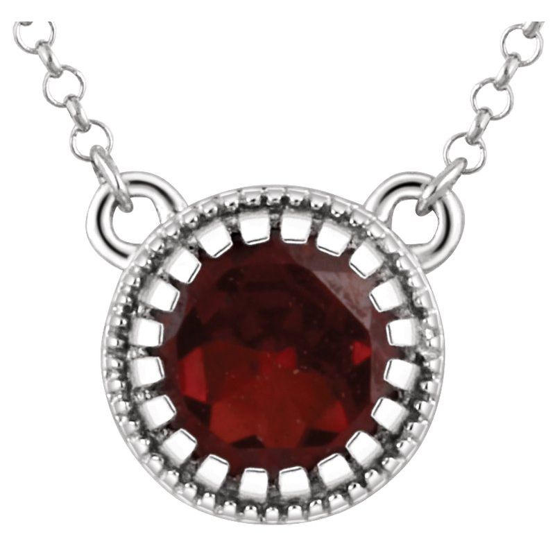 Milgrain Bezel-Set Birthstone Necklace