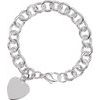 9.75mm Sterling Silver Cable Bracelet with Heart Charm 7.5 inch Ref 918922