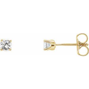 14K Yellow Natural White Sapphire Youth Earrings