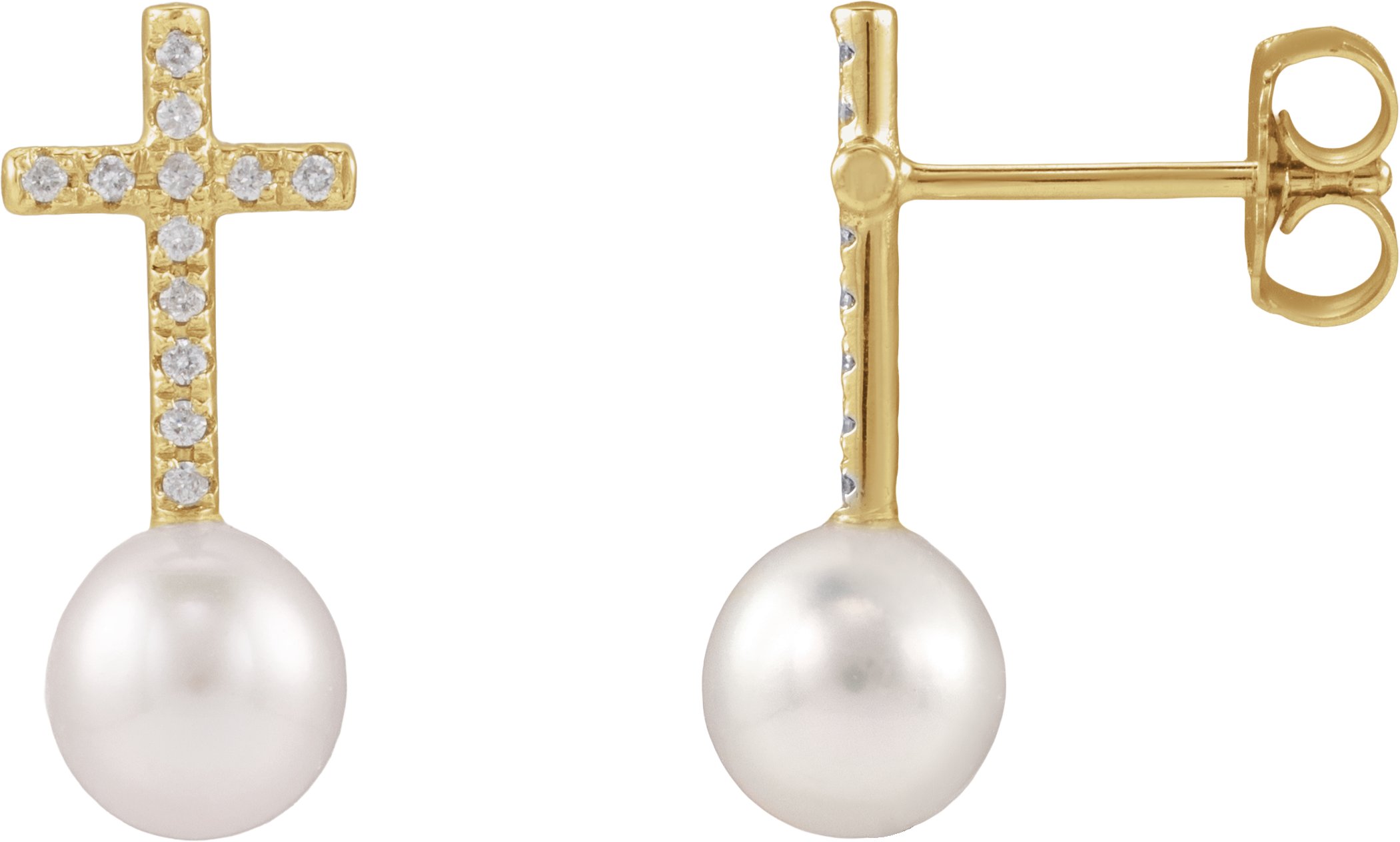 Accented Pearl Cross Earrings