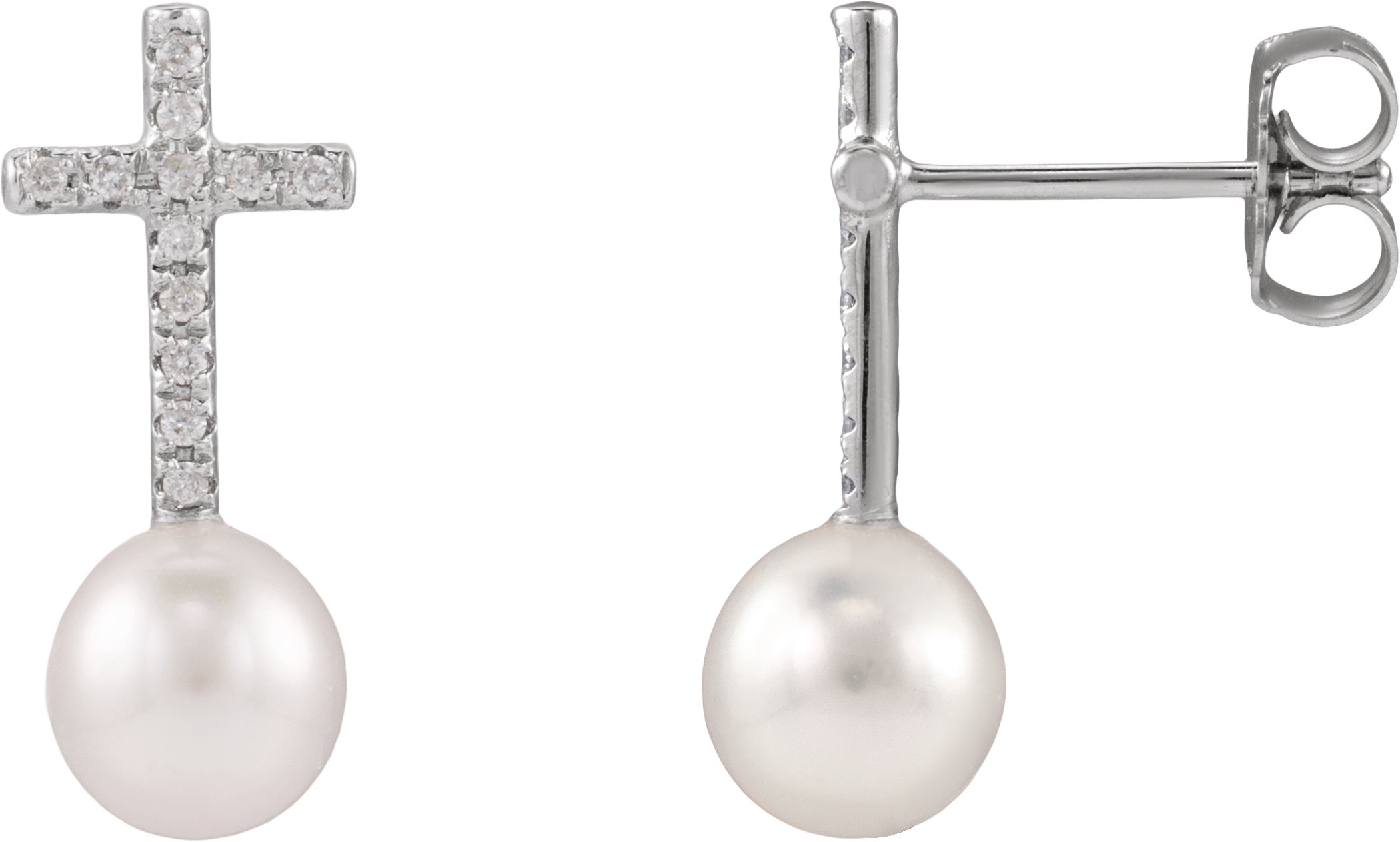 Accented Pearl Cross Earrings