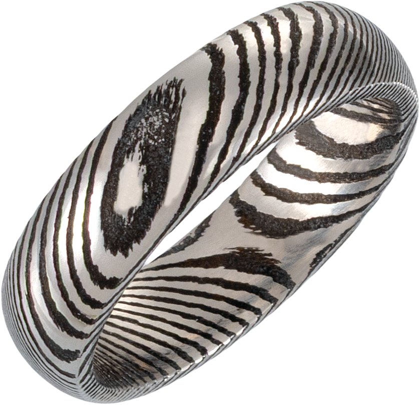 Damascus Comfort-Fit Half Round Band