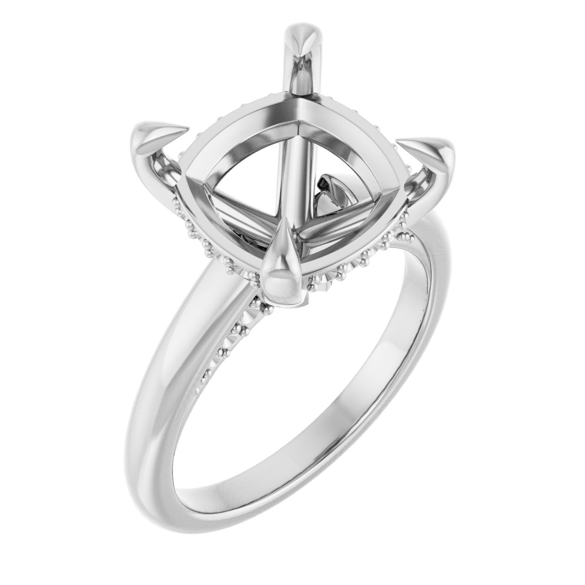 Claw-Prong Hidden Halo-Style Engagement Ring