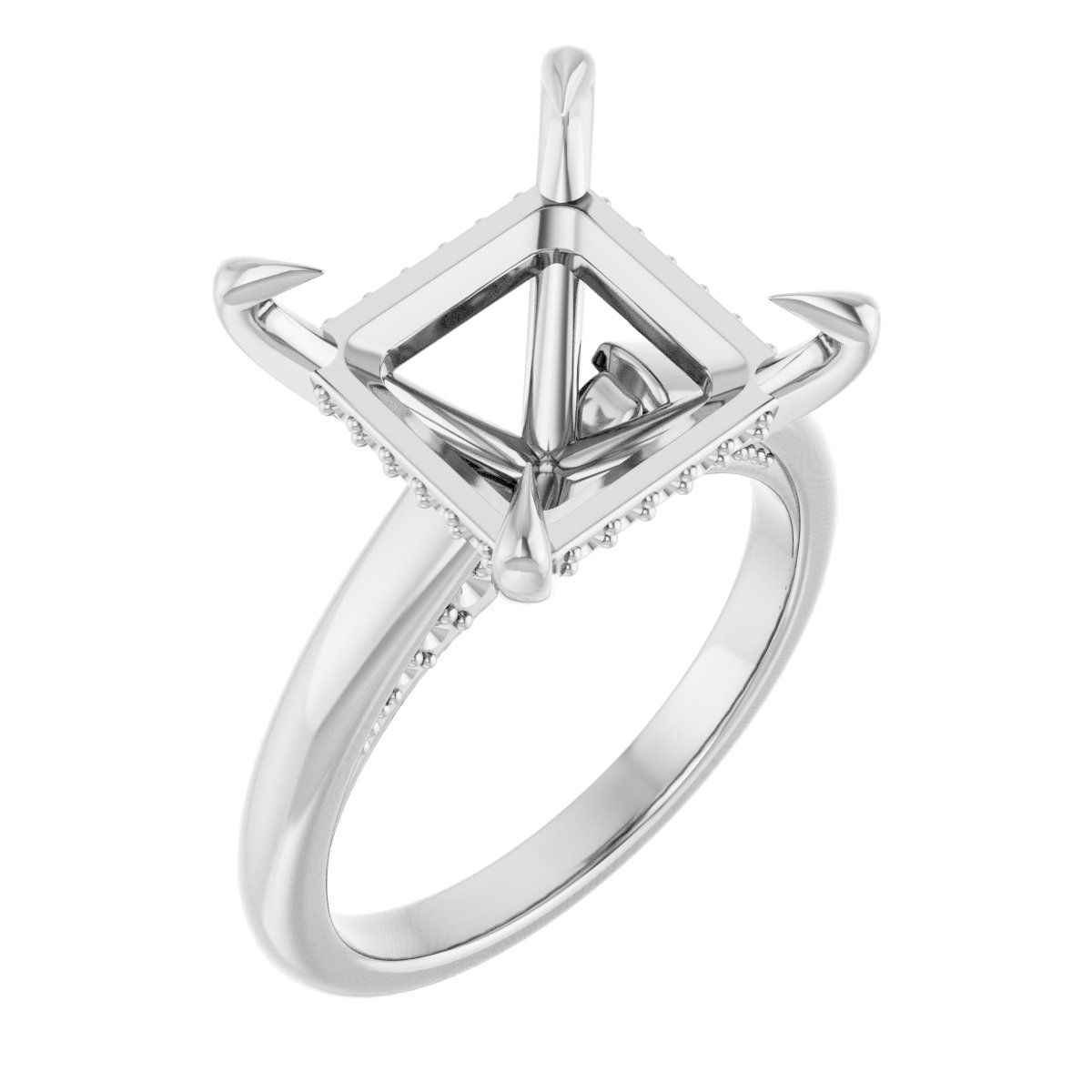 Claw-Prong Hidden Halo-Style Engagement Ring