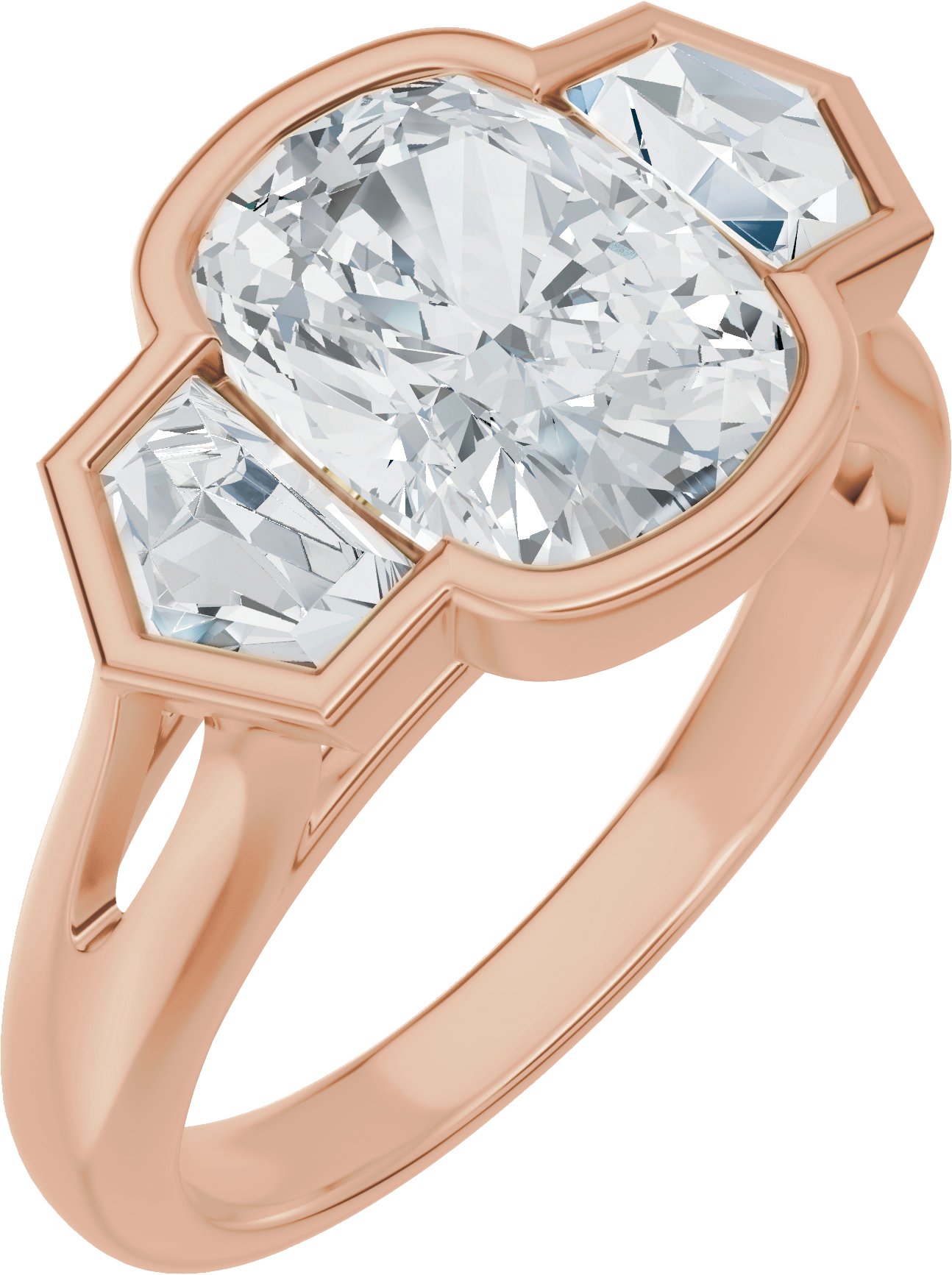 Bezel-Set Three-Stone Engagement Ring or Band