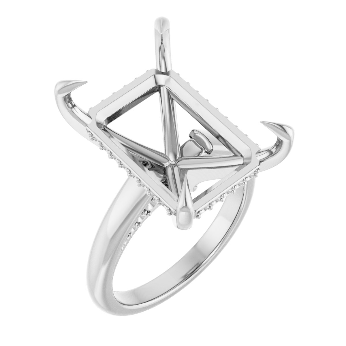 Claw-Prong Hidden Halo-Style Engagement Ring